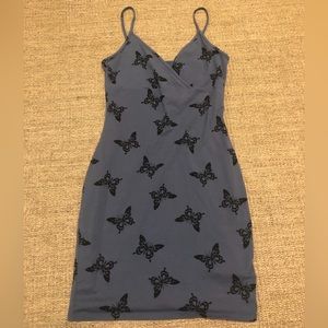 wild fable blue and black butterfly dress